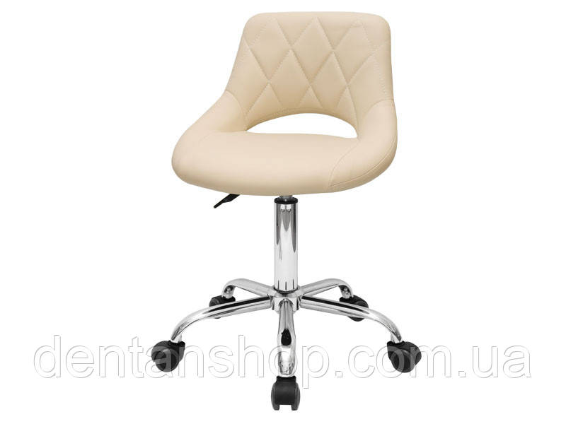 Стілець зі спинкою для майстра косметолога, манікюру та для майстрів салону краси Бежевий мод 155 { H 44-58см }, фото 1