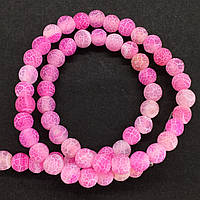 Бусины на нитке натуральный камень Агат "морозный" розовый d=6мм
