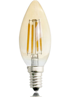 Светодиодная лампа свеча Filament 4Вт Е14 C37 золото 2200K