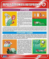 Стенд. Перша допомога потерпілим. Отруєння. Отруєння газом. 0,5х0,6. Пластик