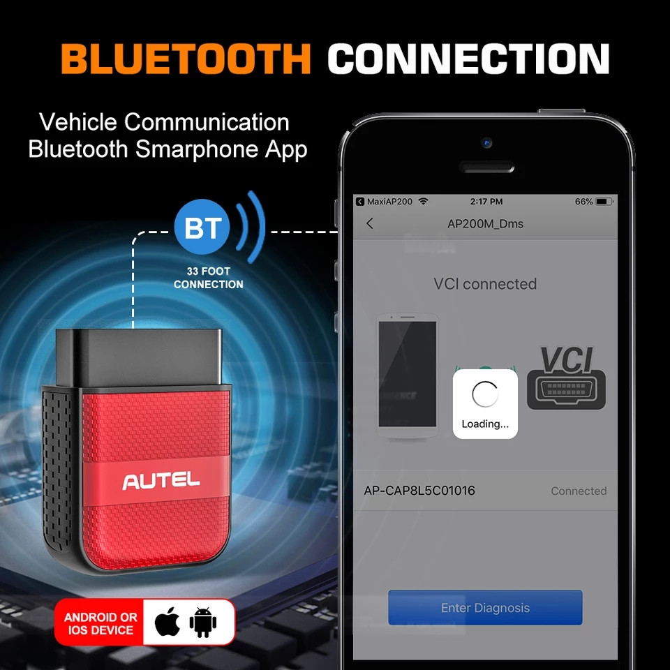 МУЛЬТІМАРОЧНИЙ ДІАГНОСТИЧНИЙ СКАНЕР Autel MaxiAP AP200M Bluetooth