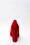 Туфлі човника жіночі червоні замшеві на підборах із камінчиками 10 см, фото 5