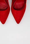 Туфлі човника жіночі червоні замшеві на підборах із камінчиками 10 см, фото 4