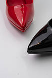 Туфлі човника лакові жіночі чорні на стійкому підборі на шпильці 11 см, фото 9