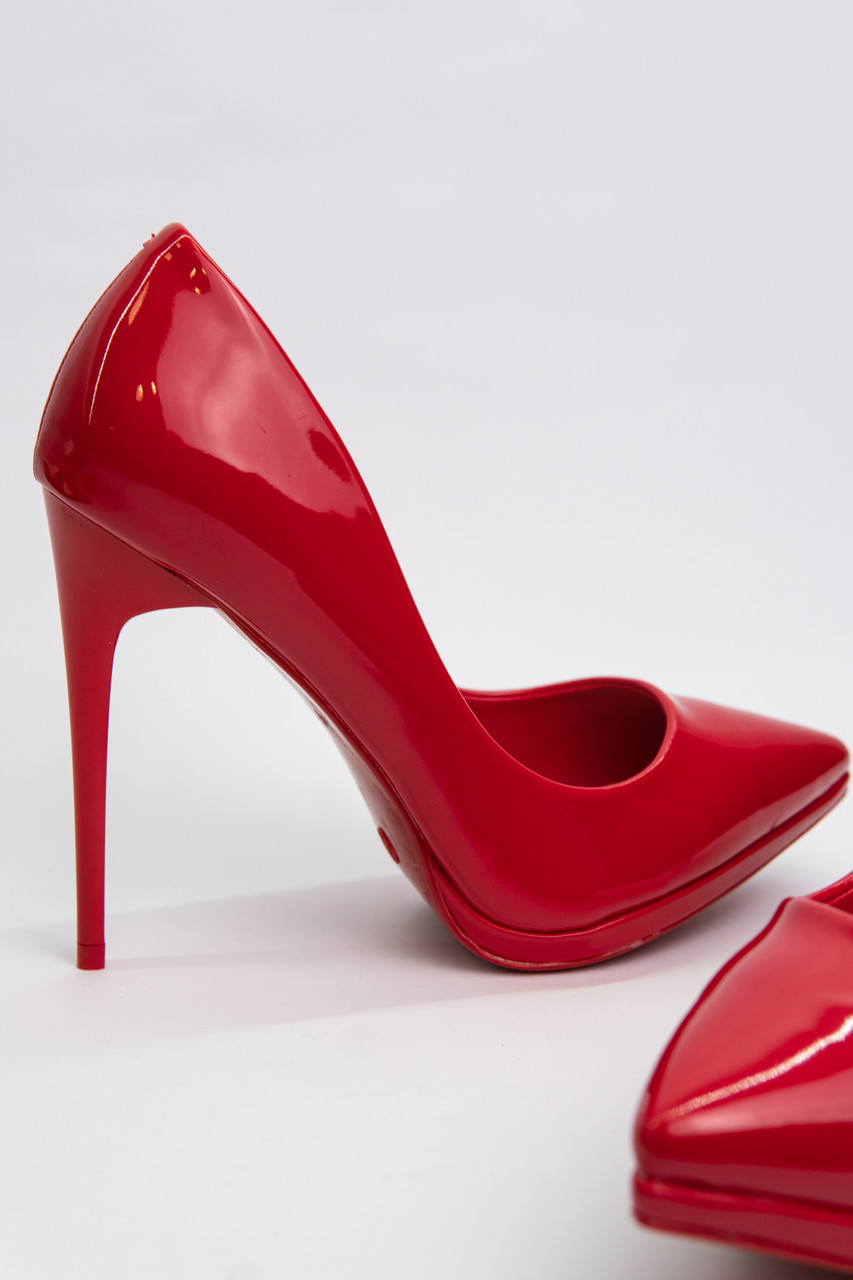 Туфли лодочки лаковые женские красные на каблуке на шпильке 11см весна осень - фото 3 - id-p1221472039