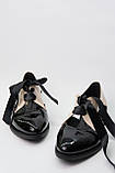 Туфлі жіночі чорні лакові на низькому ходу з бантиком літні, фото 5