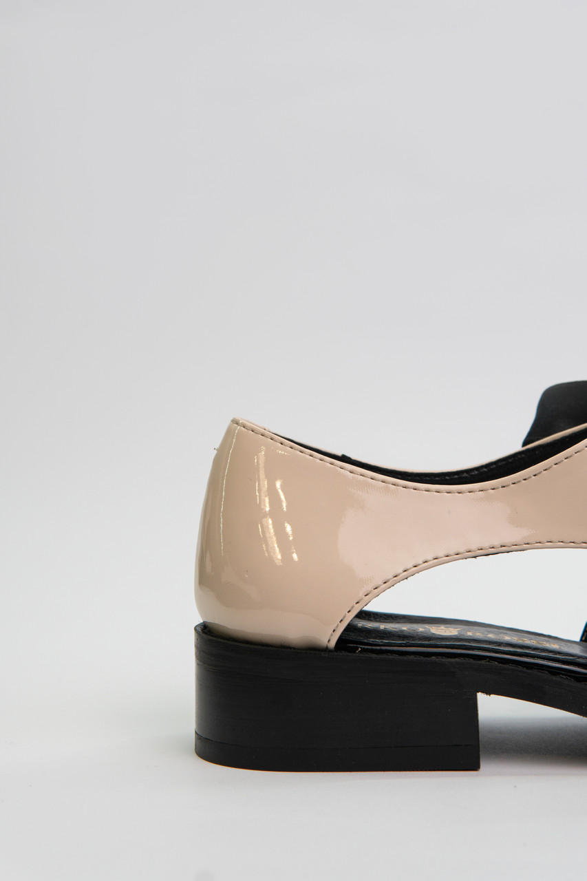 Туфли женские черные лаковые на низком ходу с бантиком летние - фото 4 - id-p1221472041