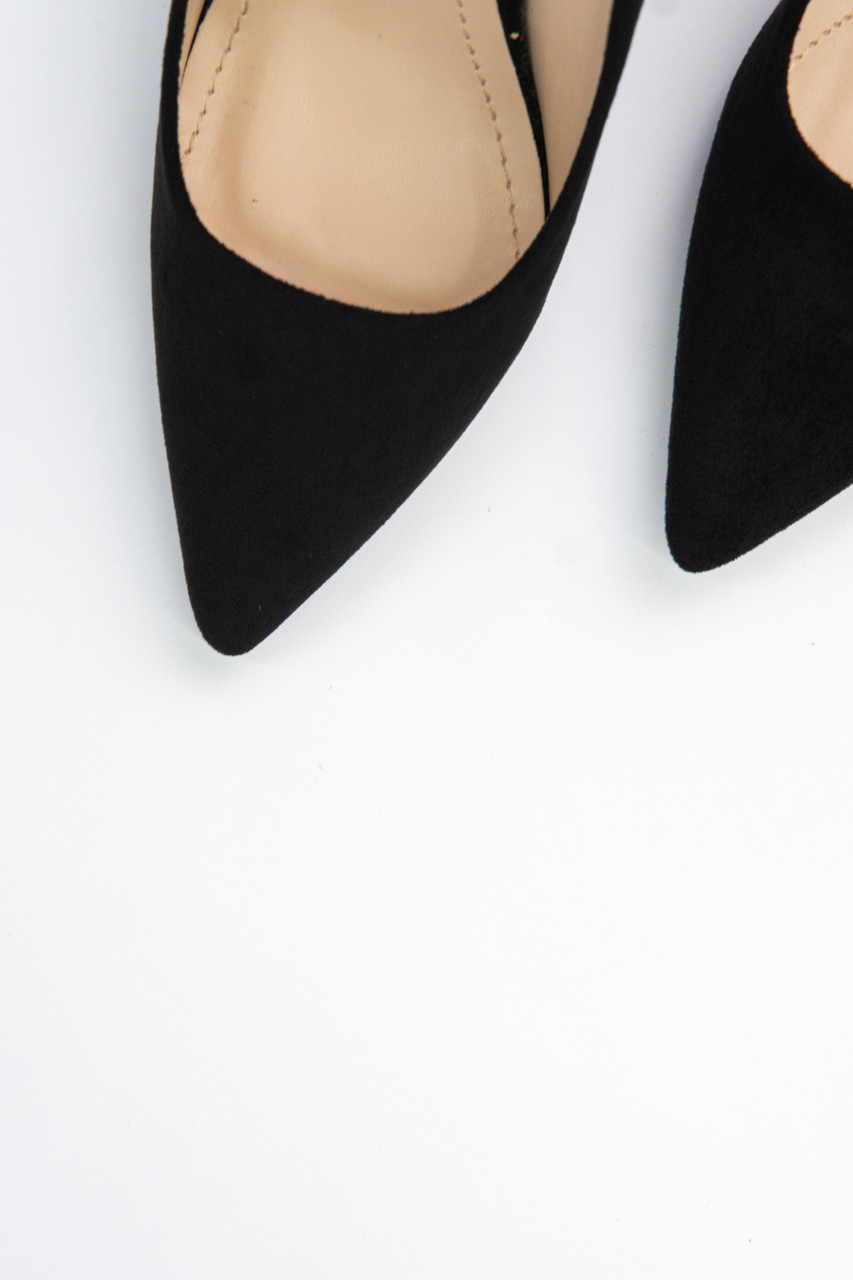 Туфли лодочки женские черные на золотом каблуке на шпильке замшевые 10см - фото 4 - id-p1221472047