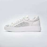 Кросівки жіночі Arcoboletto літні білі з перфорацією  ⁇  Кеди в дірочку натуральна шкіра