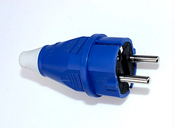 Вилка латунь синя з заземленням 16А GAV 749