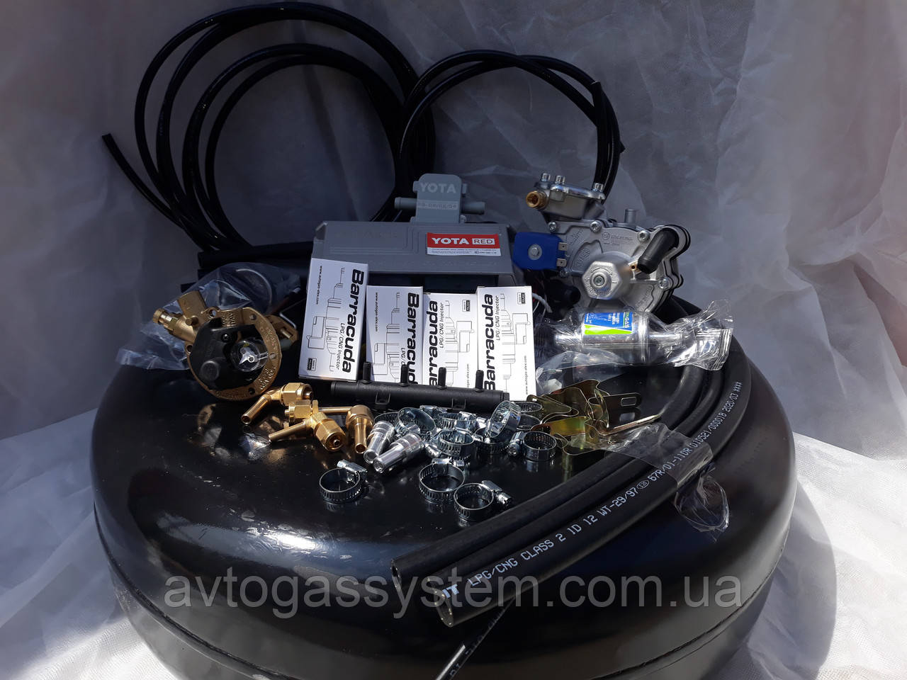Комплект ГБО 4 покоління Yota Red/Tomasetto Alaska/форсунки Barracuda з балон під запаску, фото 1