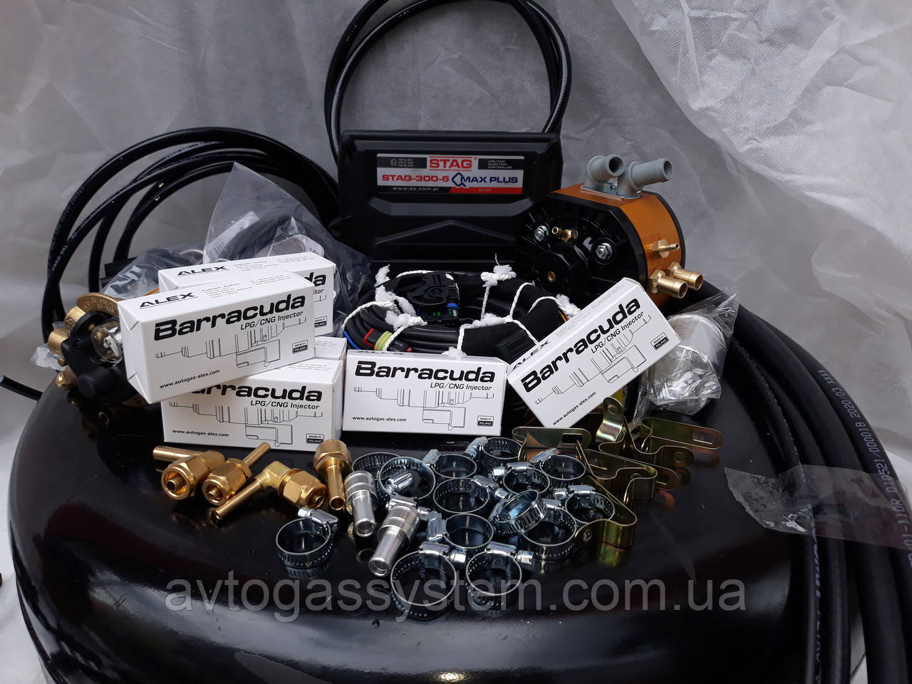 Комплект ГБО 4 покоління на 6 цил Stag QMax Plus/KME Gold/Barracuda з балоном під запаску, фото 1