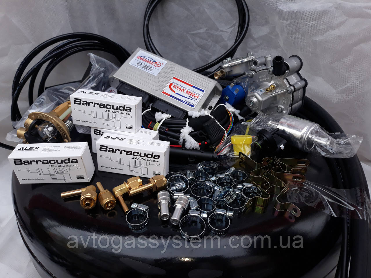 Комплект ГБО 4 TSI/FSI Stag 400 DPI/Tomasetto AT 13 XP/Barracuda з балоном під запаску, фото 1