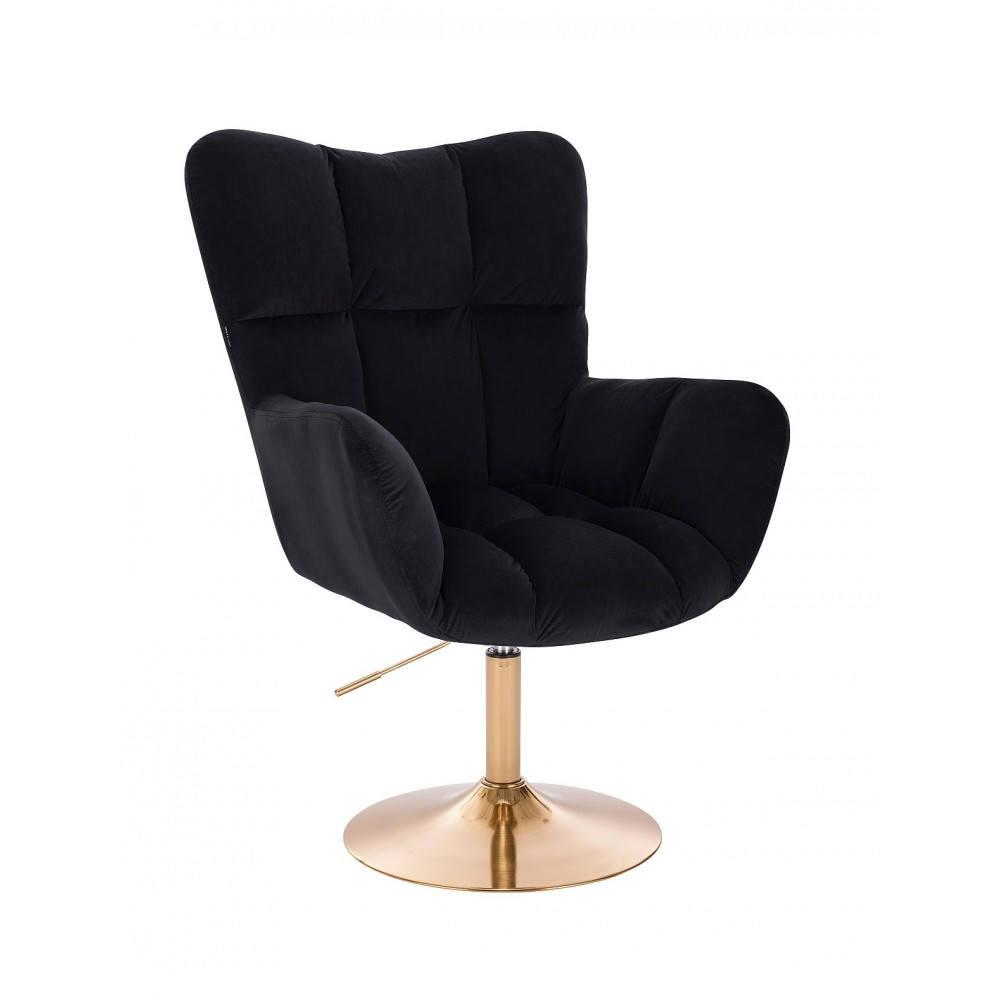 Крісло HR650N чорний велюр золота основа