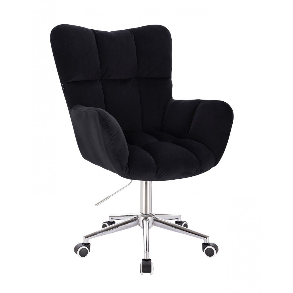 Крісло HR650K чорний велюр хромована основа, фото 1