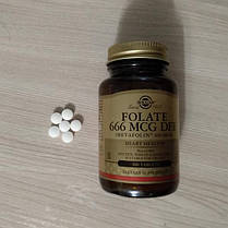 Фолієва кислота Солгар Solgar Folate 666 mcg DFE (Metafolin 400 mcg) 100 таблеток, фото 2