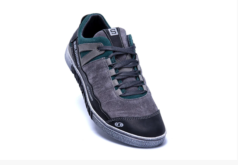 Чоловічі шкіряні кросівки Salomon grey and green Trend