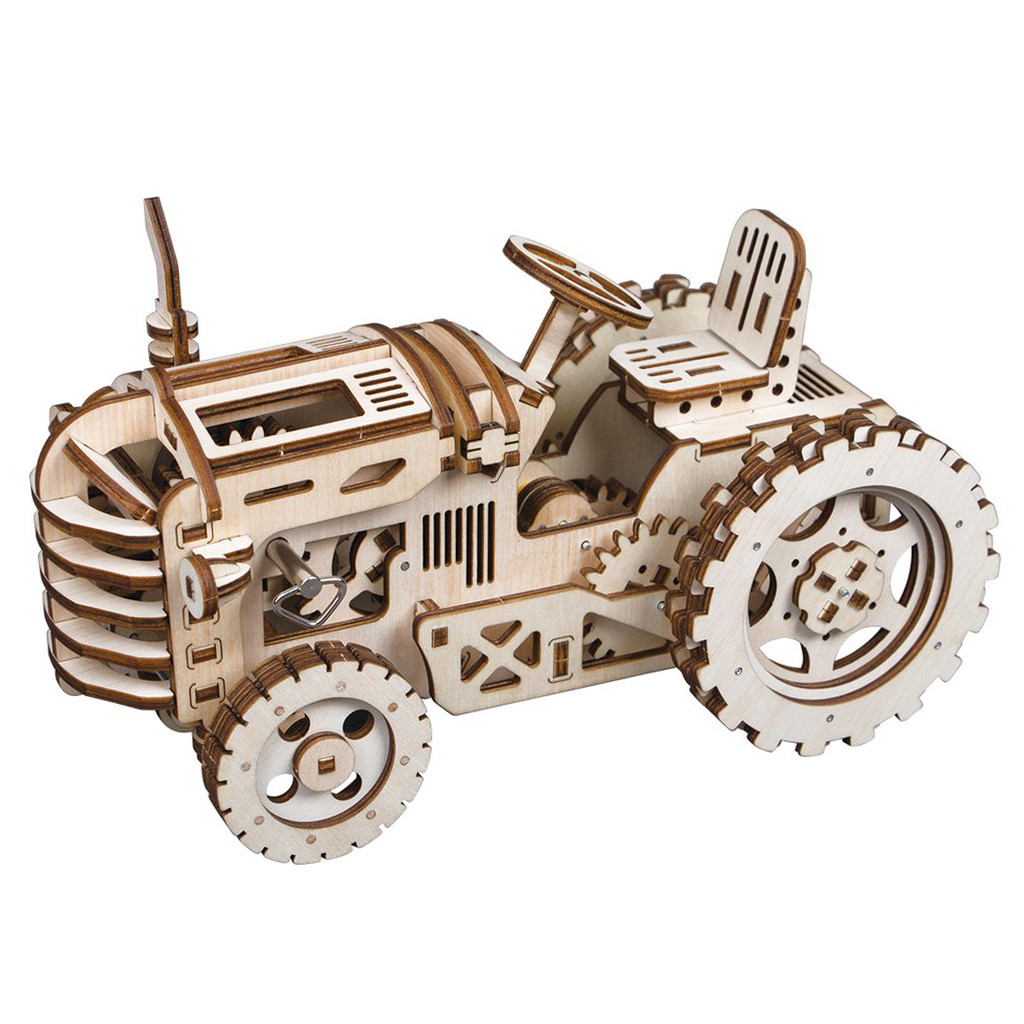 Дерев'яний конструктор ROKR LK401 "Трактор" 3D пазл