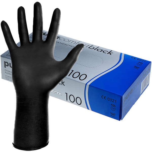 Ampri Pura Comfort Black рукавички нітрилові неопудрені (100 шт.) M