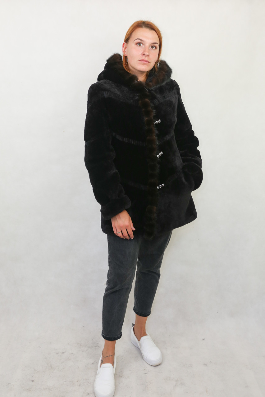 Хутряна шуба з мутону натуральна, фото 1
