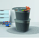 Квадратний кошик DROP DESIGN з кришкою UCSAN plastik 36 л. M-1169, фото 3
