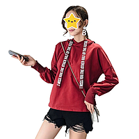 Модне жіноче худі оверсайз вільного крою, з капюшоном "Future" (червоного кольору)