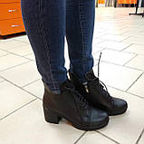 Кожаные женские ботинки черные демисезонные, фото 3