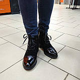 Кожаные женские ботинки черные демисезонные, фото 4