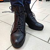 Кожаные женские ботинки черные демисезонные, фото 6