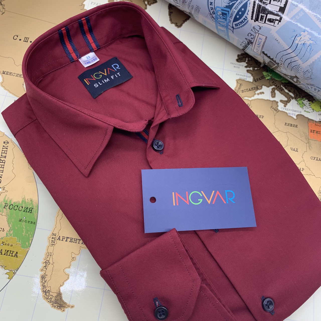 Сорочка дитяча бордова 1000/57. INGVAR, фото 1