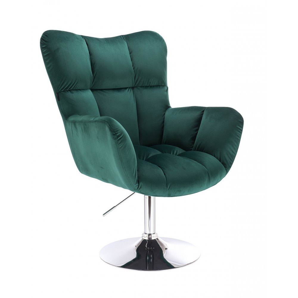 Крісло HR650N зелений велюр хромована основа