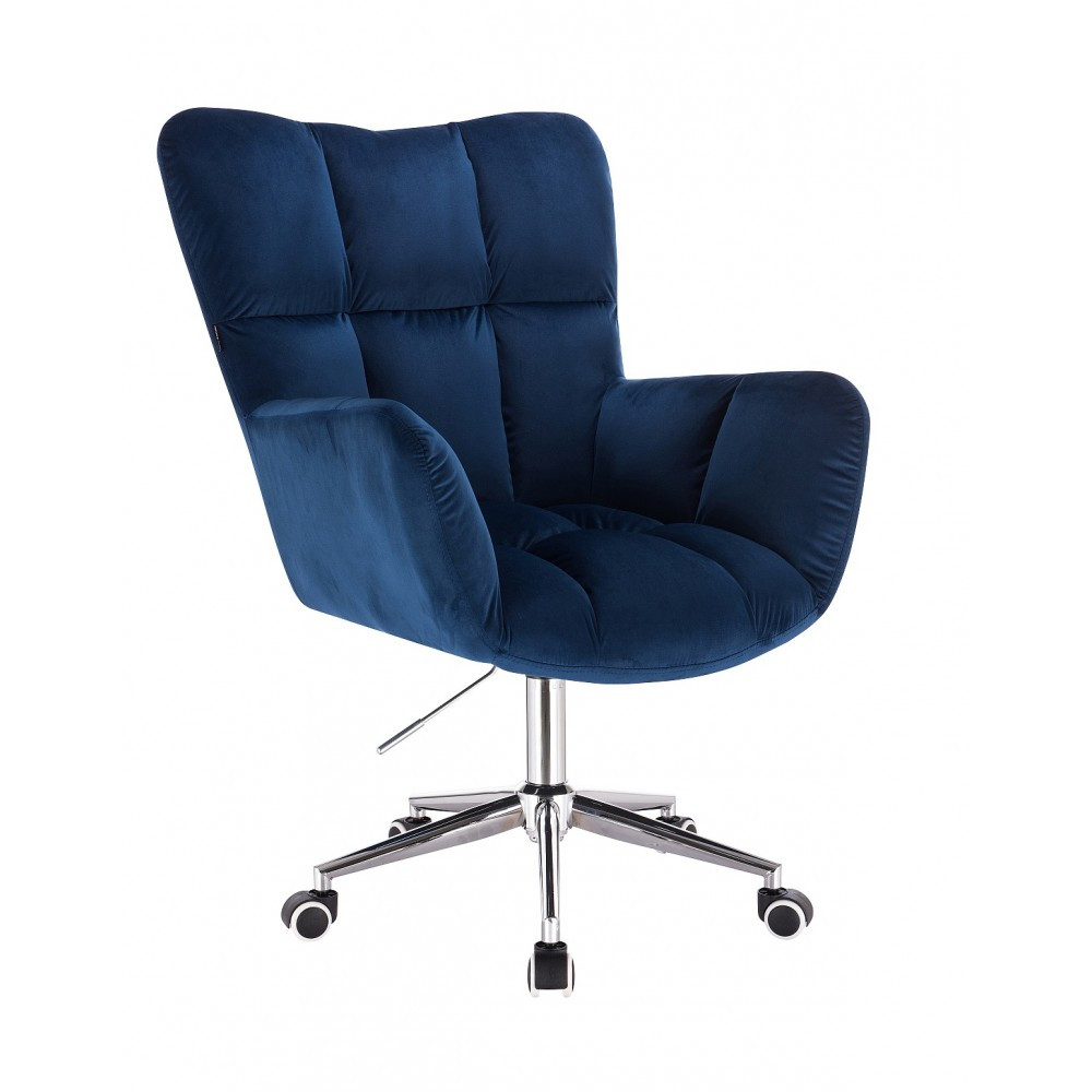 Крісло HR650K синій велюр хромована основа