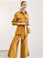 Жіночий костюм із м'якого льону жакет і штани 42-74+ є батал, кольору на вибір. Одяг для високих жінок