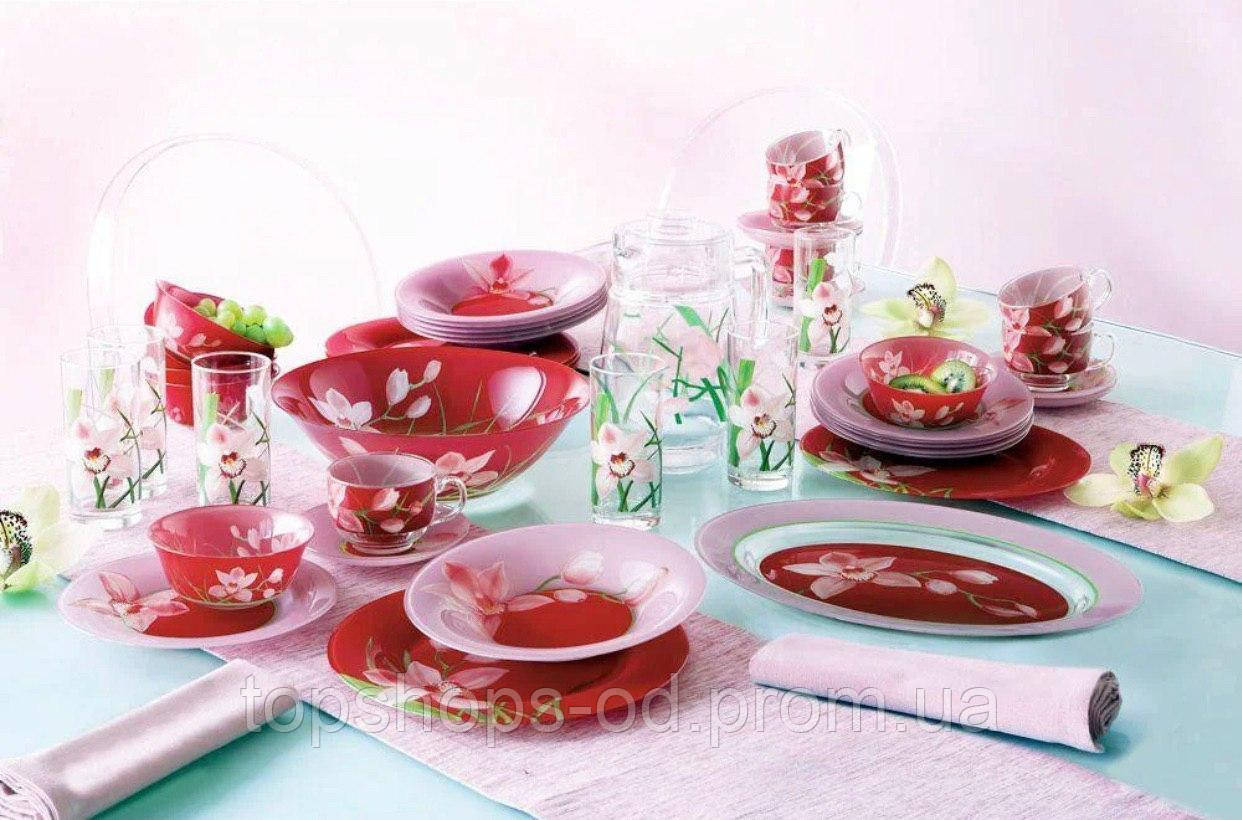 Сервіз столовий Red Orchis 46 предметів на 6 персон N4828 Luminarc