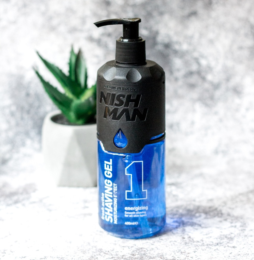 Гель для гоління Nishman No1 ENERGIZING Shaving Gel (Синій) Прозорий З Дозатором 400мл