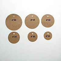 Бирка-круг диаметром 50, 45,40,35,30,25,20 мм, этикетка из крафт-картона 225 г/кв.м