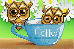 Кавові Совушки Схема вишивки бісером