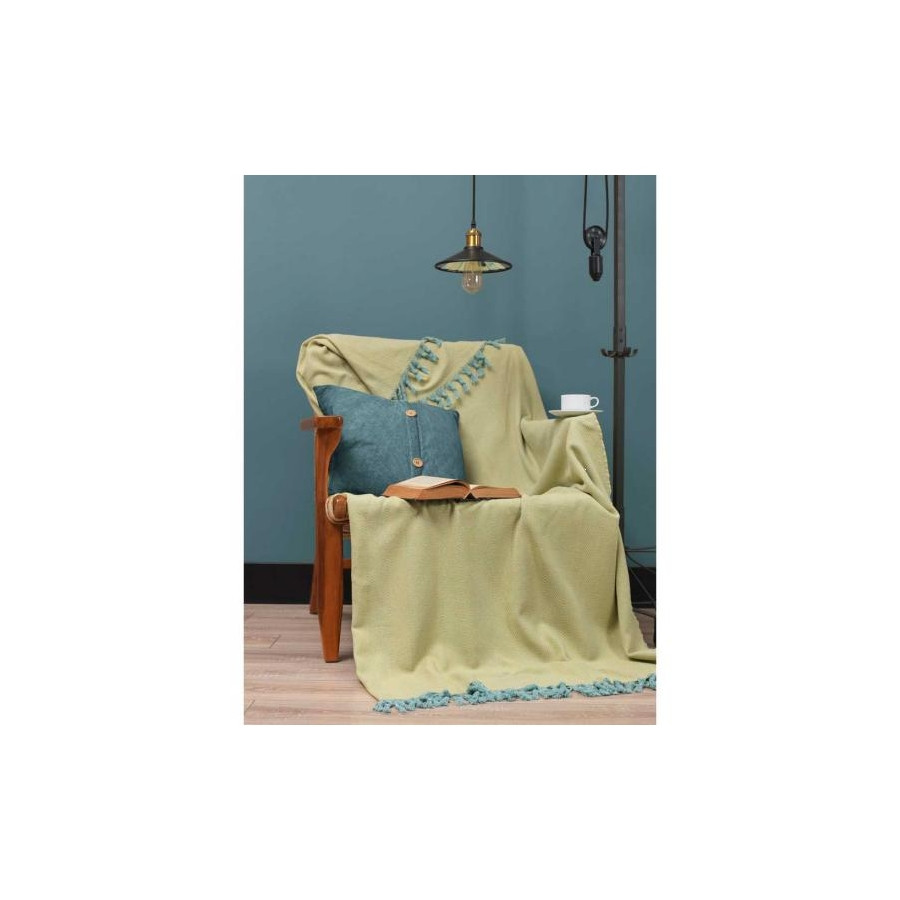 Плед Eponj Home - Iplik 200*240 Sari-Mint жовтий-ментоловий