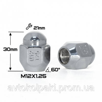 Гайка колісна конус хром Nissan М12*1,25 (L30 NEX 21)