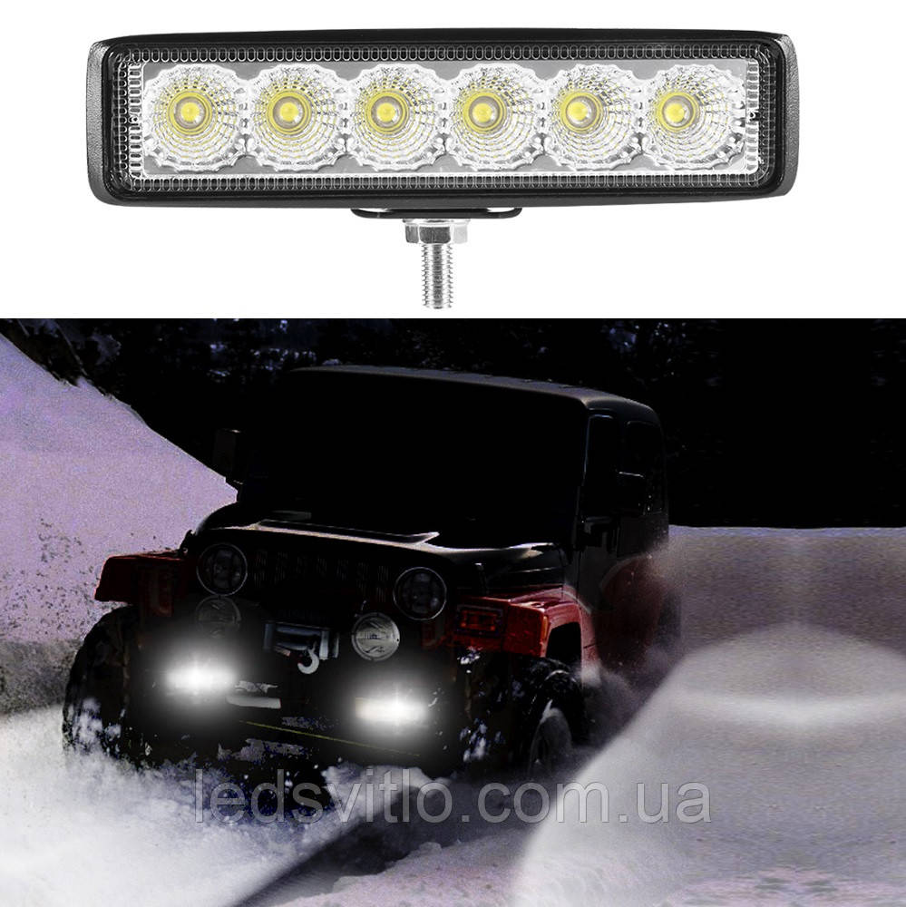 Світлодіодна автомобільна LED фара CYCLONE WL-307 SLIM 18W EP6 FL, фото 1