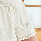 Піжама жіноча бавовняна з прошвой. Комплект піжамний з майки і шорти для дому, сну, р. M (білий), фото 8