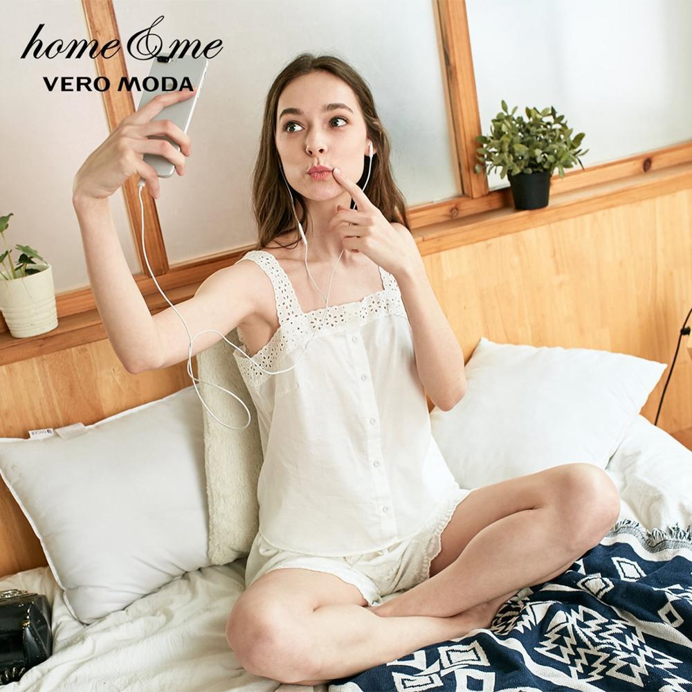 Піжама жіноча бавовняна з прошвой. Комплект піжамний з майки і шорти для дому, сну, р. M (білий), фото 1