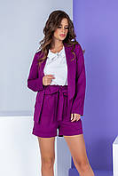 Жіночі шорти з поясом і високою талією, арт. 191, колір ультрафіолет