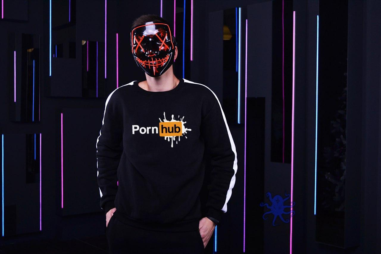 Чоловічий чорний світшот Pornhub/світшоти утеплені на флісі