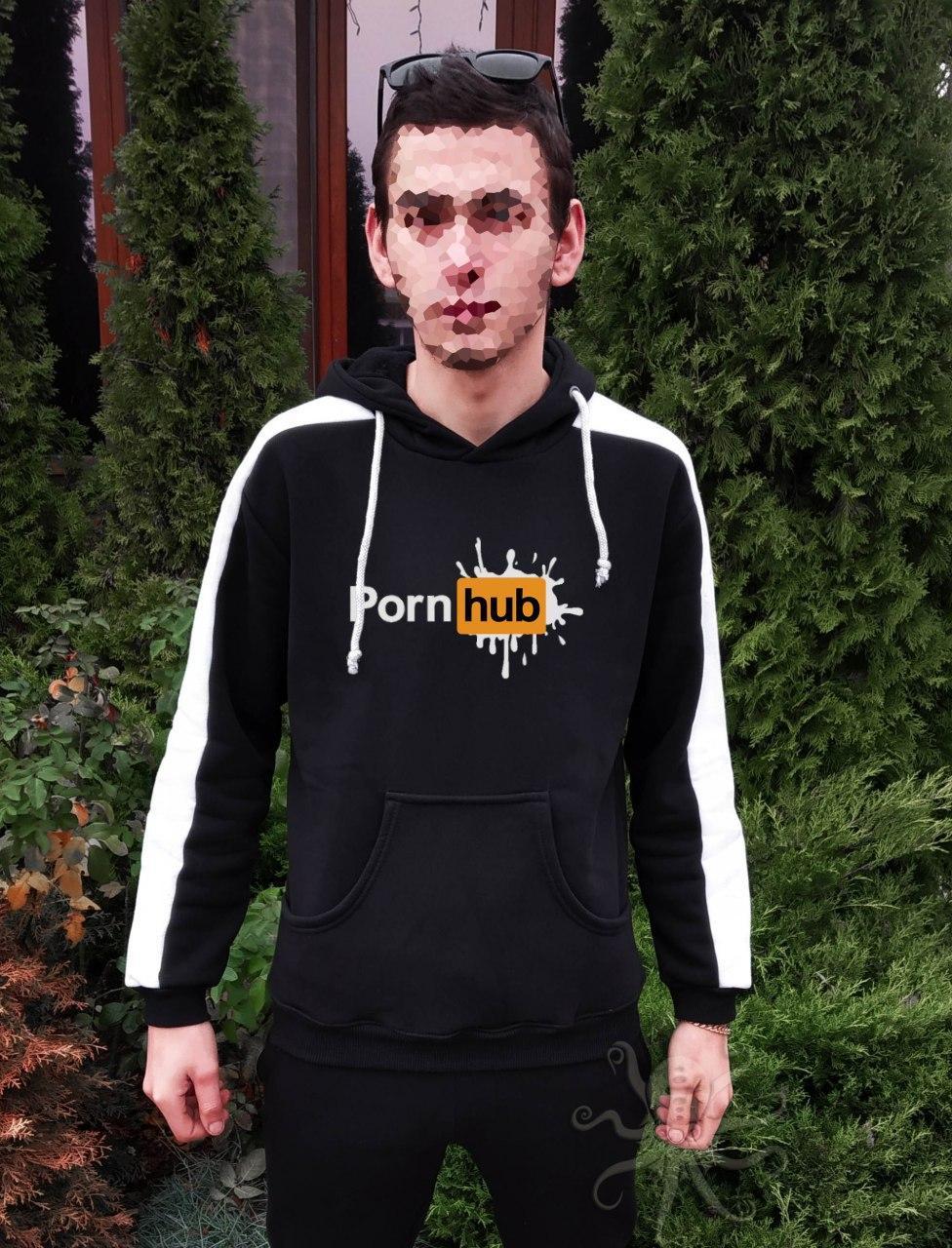Чоловіче чорне худі Pornhub (толстовка з капюшоном, кофта, кенгурушка)/Сезон осінь-зима