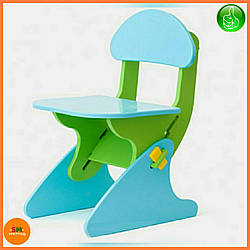 Дитячий дерев'яний салатово-блакитний стілець із регулюванням висоти ТМ Sportbaby