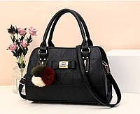 Елегантна стильна сумка з екошкіри з покращеною якістю та комбінованим дизайном для жінок чорна