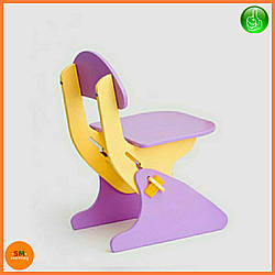 Дитячий дерев'яний світло-бузковий стілець із регулюванням висоти ТМ Sportbaby