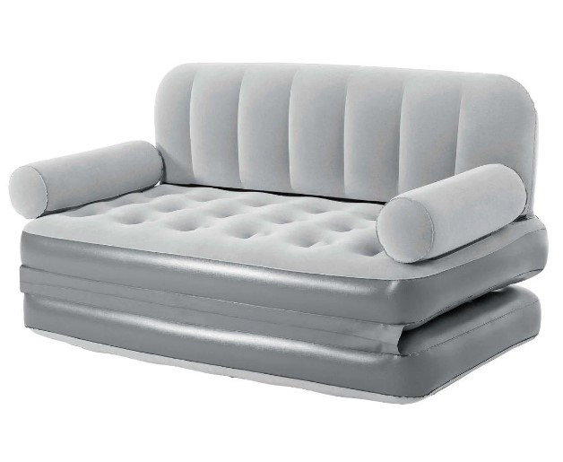Диван надувной, кровать, шезлонг 3 в 1 Bestway 75079 со встроенным насосом, светло-серый - фото 1 - id-p1222483317