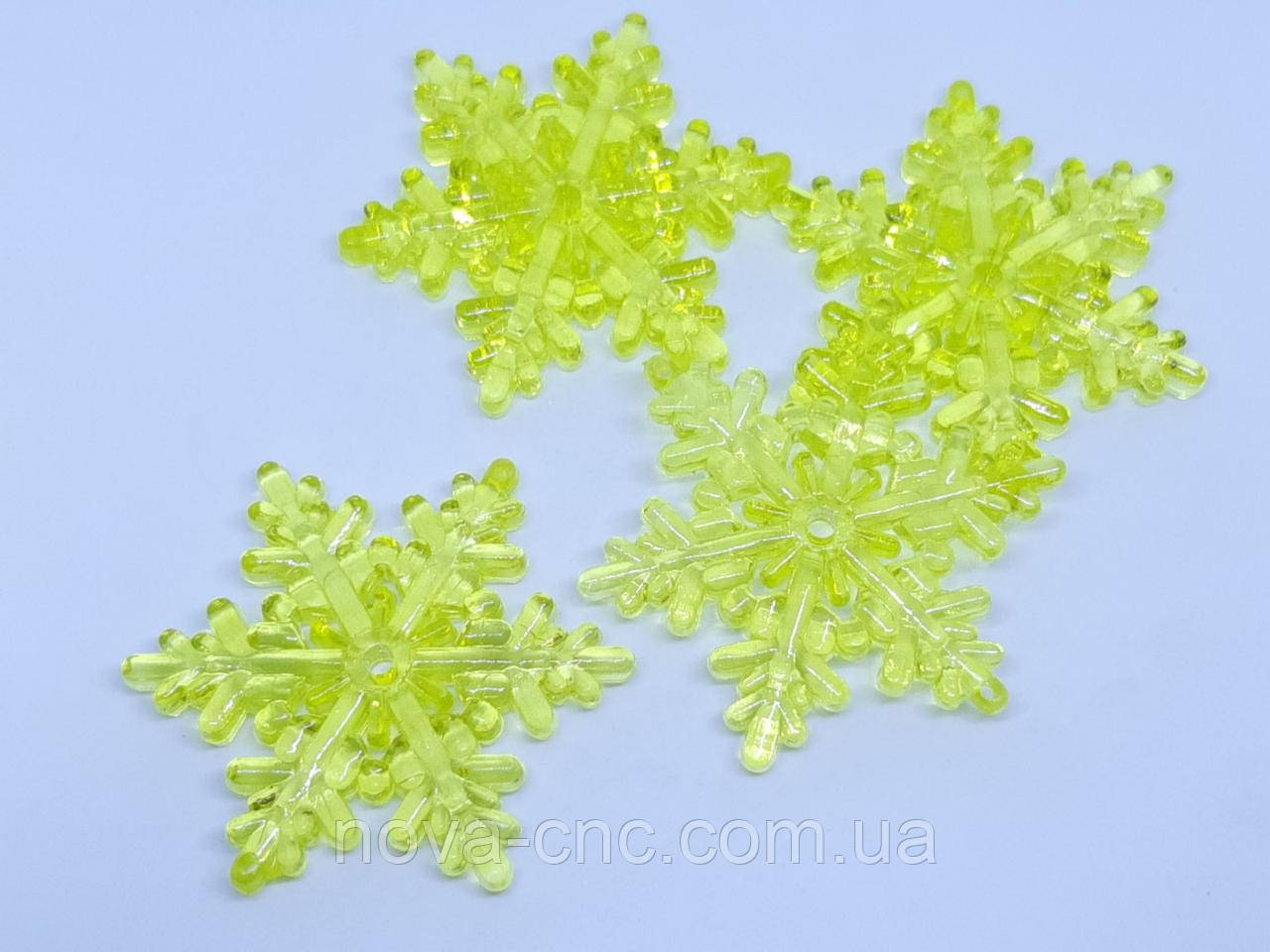 Підвіска "Сніжинка" акрил Жовтий прозорий 65 мм 500 грамів
